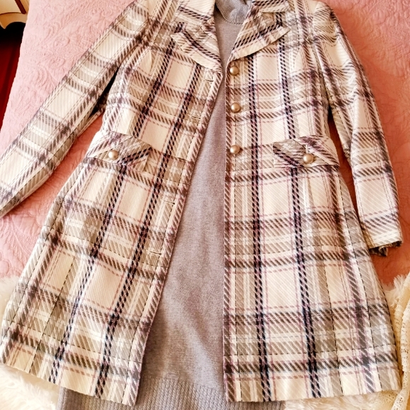 Worthington Jackets & Blazers - Worthington Ivory Plaid Coat